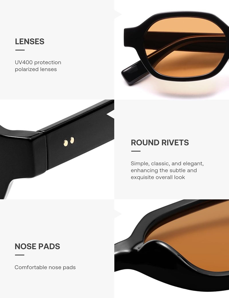 Sojos Retro Polarized Hexagon Sunglasses for Women Men, UV400 Trendy Rectangle 70s 80s 90s Shades SJ2389 - Image 4
